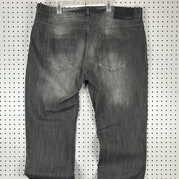 Rocawear Black Grunge Jeans 44x36 Distressed Y2K Gray Skater Punk Gothic Street - Picture 2 of 7